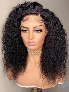 Curly Human Hair Lace Front Wigs, Glueless Lace Front Wigs Human Hair for Women, Pre Plucked