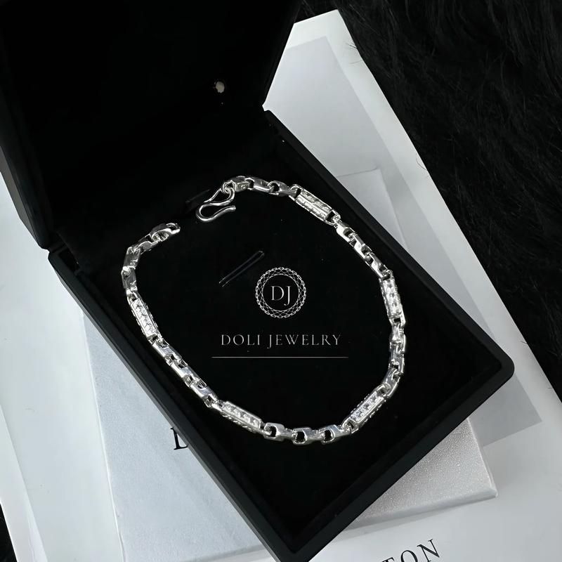 MEGA x Tân Hạc Lắc tay nam dày dặn sang trọng bạc S99 chính hãng - DOLI Jewelry
