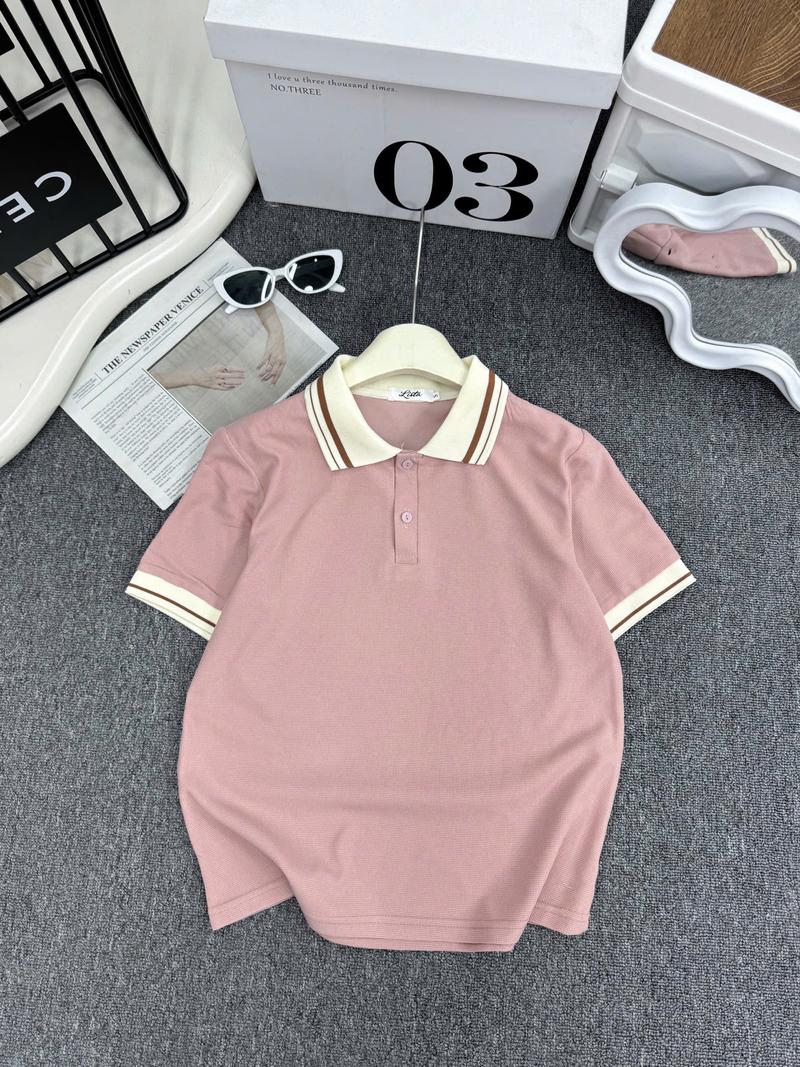 Product Introduction of Áo Polo nữ Lista 9 màu trơn ,cổ dệt kim thanh lịch .From xuông thoải mái vải cotton tổ ong ,đủ size 38-85kg ( M9) 8
