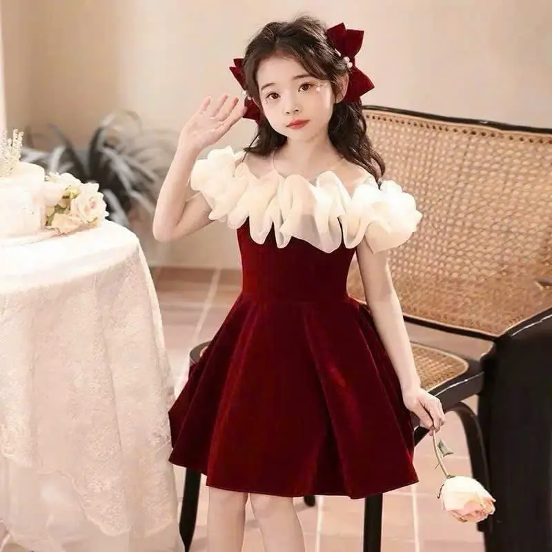 Mã V6: (20kg - 50kg) Đầm công chúa phối bèo tơ bồng bềnh cho bé gái