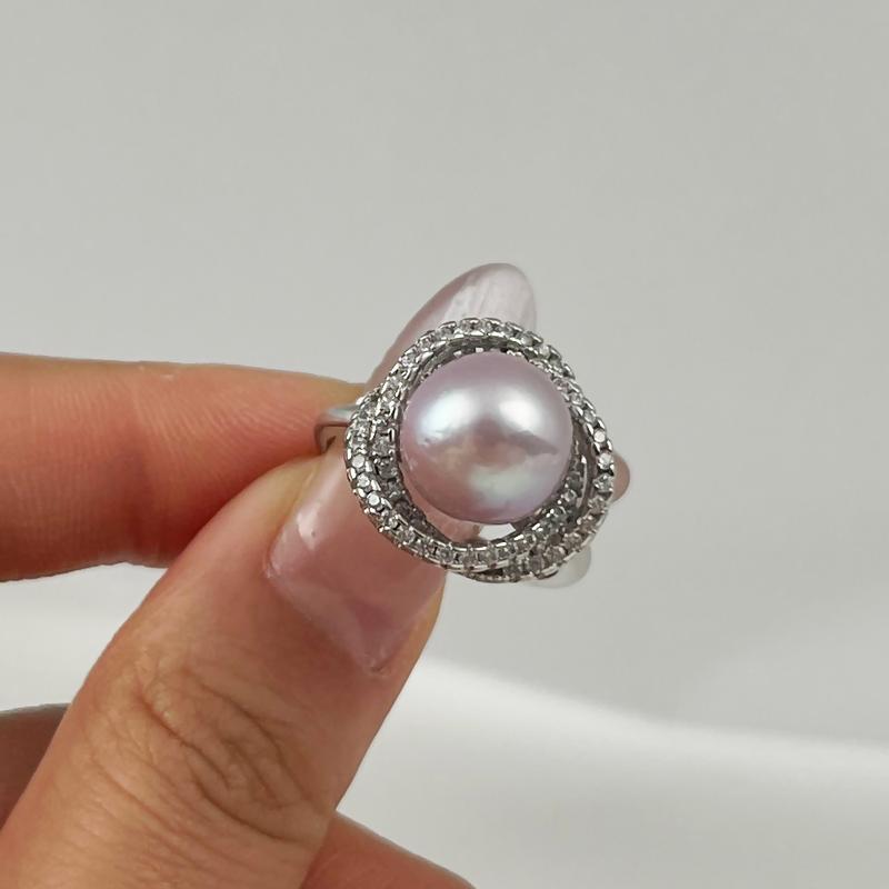 [R003] - 1pc 10-11mm Freshwater Pearl (AAA Slightly Flawed, Purple Round) Ring, Alloy 3