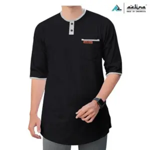 Kaos Pria Kurta Dewasa Katun Combed 24s Lengan 3/4 Koko Muslim Azlina