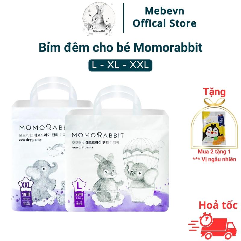Bỉm đêm cho bé Momorabbit, bỉm momo rabbit Hàn Quốc size L XL XXL - 18 đến 28 miếng