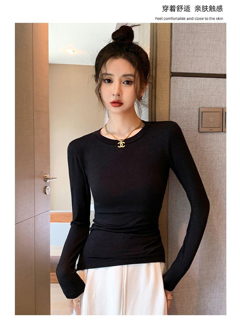 Product Introduction of Áo Lớp Nền Màu Trắng, Xuyên Biên Giới, Dành Cho Nữ, Có Thể Mặc Bên Trong, Bó Sát, Bó Sát, Phong Cách Phương Tây, Phong Cách Hàn Quốc Mới Mùa Thu, Áo Thun Dài Tay, Áo Cổ Tròn, Phát Hành Mới Năm 2025 6