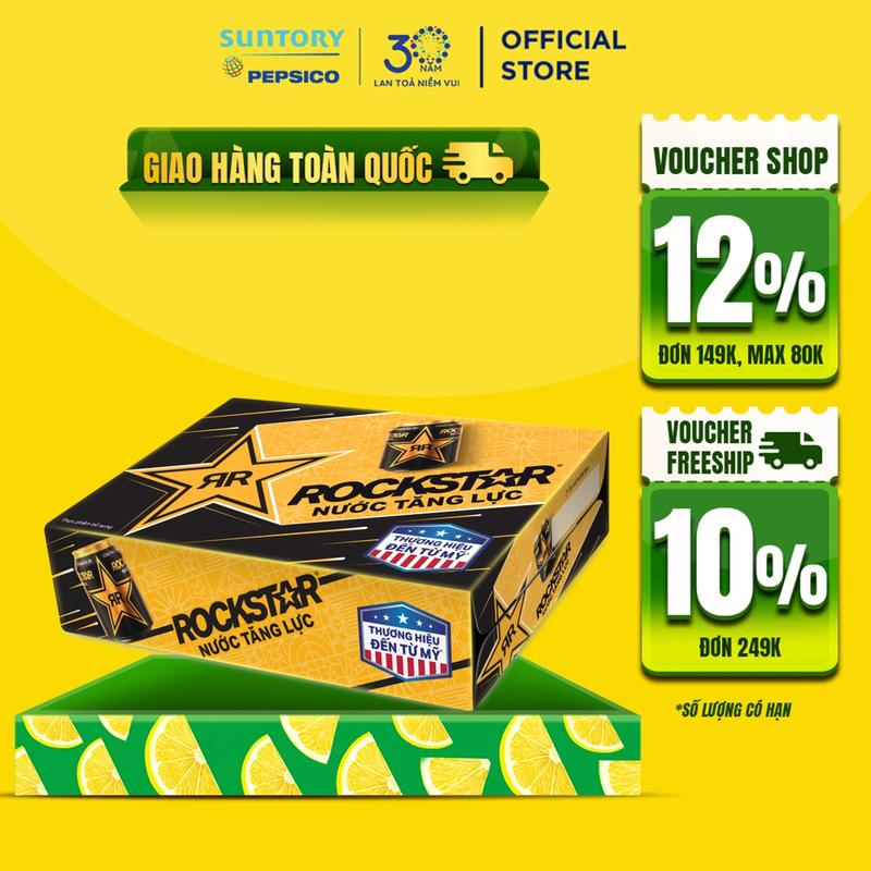 [AFF]Thùng 24 Lon Nước Tăng Lực Rockstar (250ml/lon)