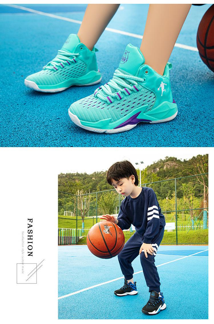 Barnbasketskor Höga 2023 Vår och sommar Nya pojkars sportskor Mesh Andningsbara Medium och stora barnpojkarsneakers_voghion.com
