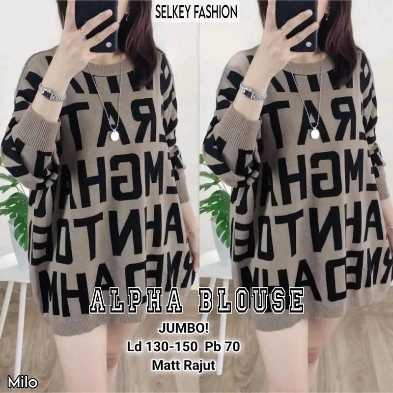 alpha atasan blouse kaos rajut wanita sweater oversize ori import new januari 2024 0