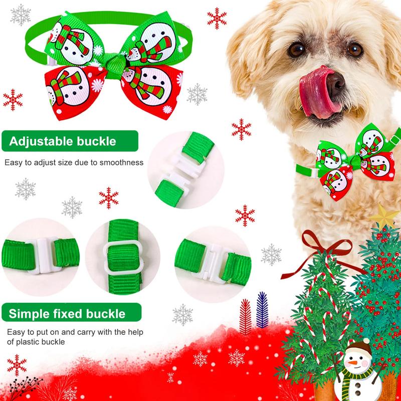 Product Introduction of Pet Bow Tie Christmas Series Pattern Decorative Adjustable Pet Dogs Cats Bowknot Collar for Festival Practical Cats Collar 8