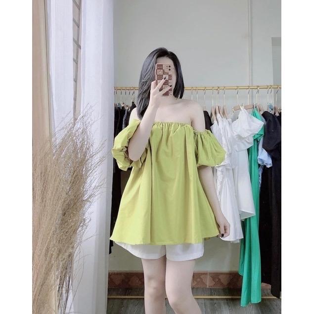  Áo baby doll trễ vai tay bồng hai lớp 