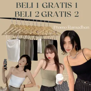【khaefashion】BR003 ( BELI 1 GRATIS 1 ) Tanktop BRA Wanita Polos Basic Square Tali Spaghetti Super Elastis Lembut Cup Bra Busa Termasuk Promo Ramadhan