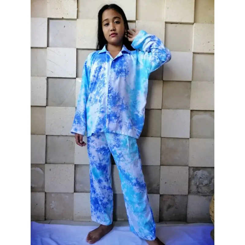 Set Pajamas Tie Dye Rayon Bali Anak Lengan Panjang (10-11 th) / PIYAMA TIDUR / PIYAMA BEST SELLER 7