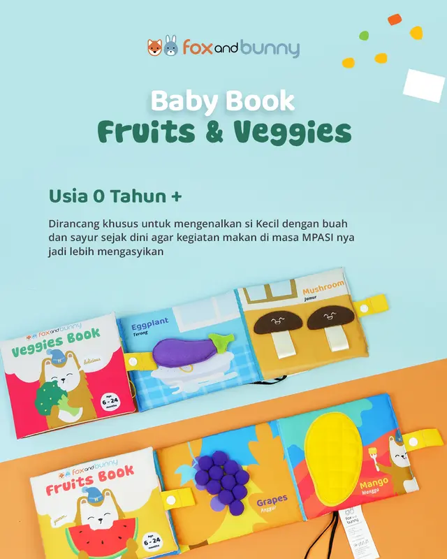 Buku Mainan Pintar Anak Baby Book Fox and Bunny Fruits & Veggies Series Books 2