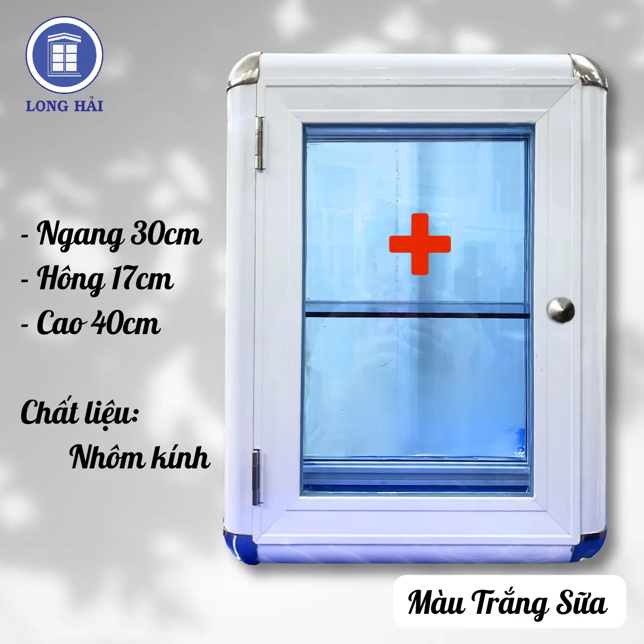 Tủ thuốc gia đình, tủ y tế nhôm kính 30 x 17 x 40 cm treo tường, nhỏ gọn, tiện lợi (1 kệ kính)