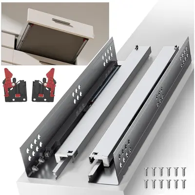 10 Pairs 15 Inch Soft Close Undermount Drawer Slides - Full Extension, 85LB Capacity, With Hardware