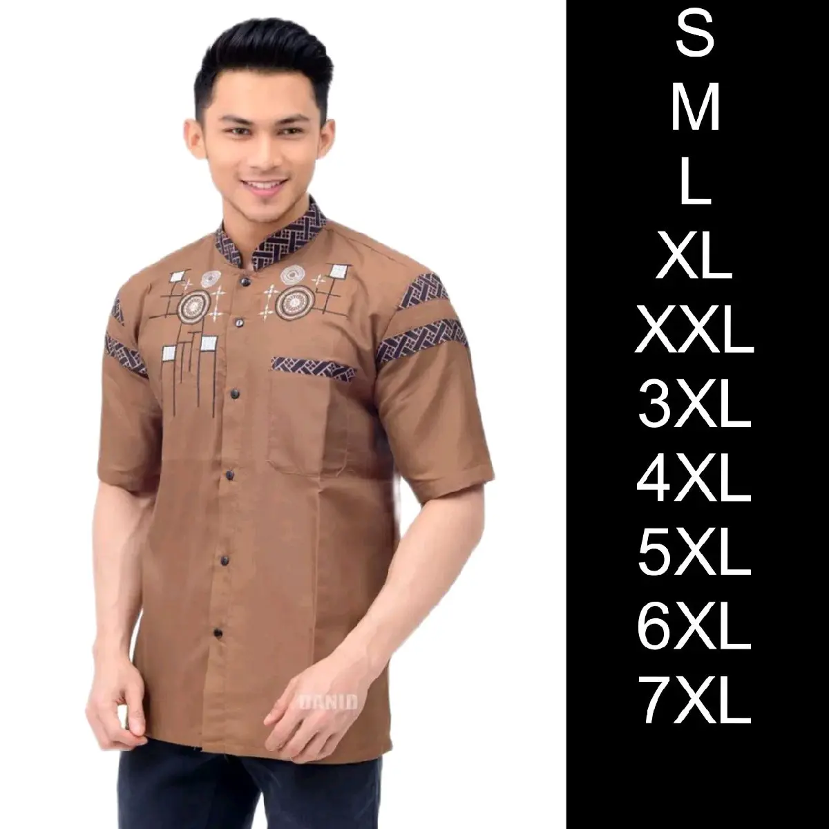 Baju Koko Pria Bordir Lengan Pendek Ukuran Jumbo 3XL 4XL 5XL 6XL 7XL