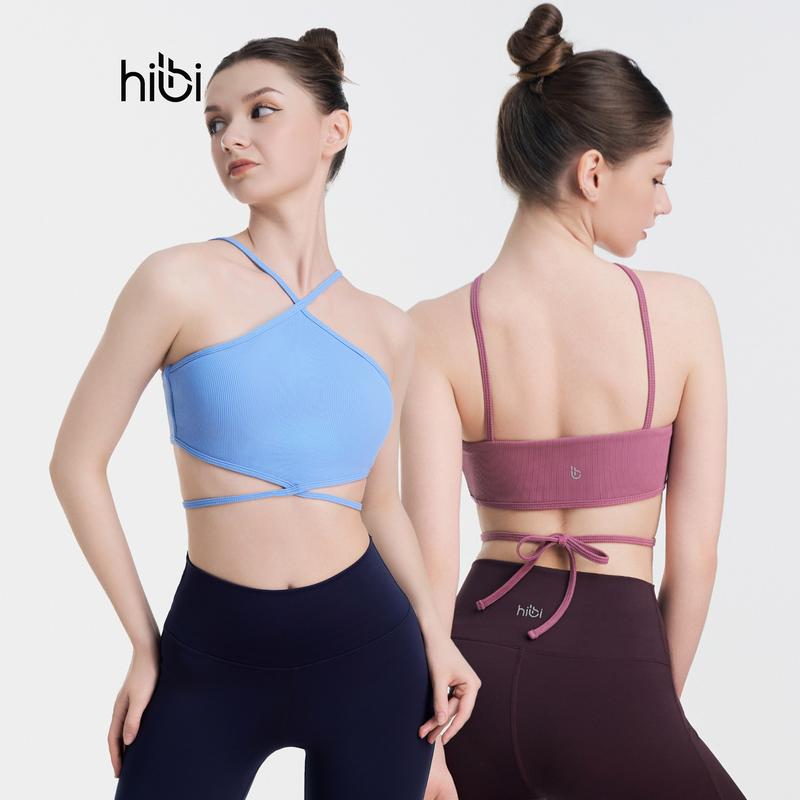 Áo Bra Tập Yoga Gym Hibi Sports BA513 Size Mới, Kiểu Cổ Yếm Cột Dây Eo, Chất Vải Rib Cao Cấp, Kèm Mút