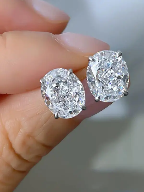 S925 Sterling Silver Elegant Oval Shaped Zircon Earrings, Fashionable Jewelry for Women & Girls, Trendy All-match & Exquisite Jewelry for Birthday Gift 2