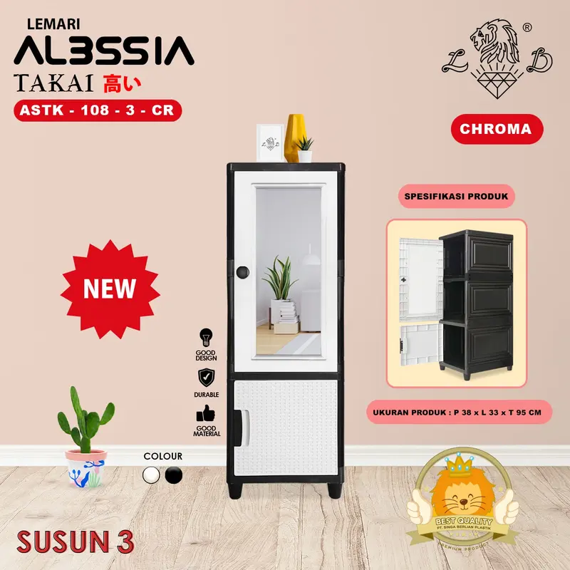 ALESIA TAKAI KACA - Lemari Pakaian Serbaguna/Lemari Kaca/Lemari Plastik Full Rak Motif Rotan Susun 3, 4 dan 5 Furniture 4