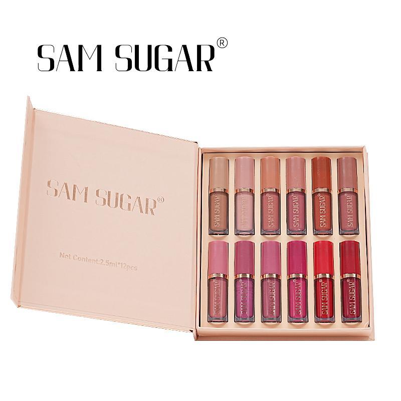 Matte Lip Gloss Set, 12pcs/box Matte Lip Balms, Easy Coloring Lip Sticks, Moisturizing Matte Lipstick, Velvet Matt Finish Lip Gloss, Magenta Lipstick 6