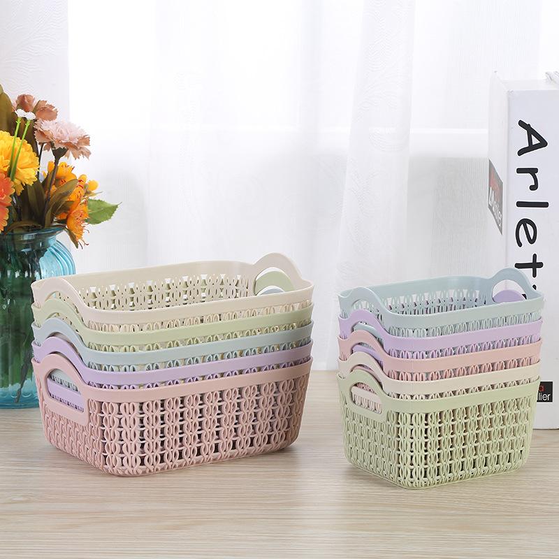 Giỏ Đựng Đồ Di Động Rỗng, 1 Cái, Nhà Bếp, Gia Đình, Văn Phòng, Đồ Lặt Vặt Cầm Tay Xếp Chồng Lên Nhau, Hộp Sắp Xếp Bằng Nhựa Mây Chạm Khắc 1