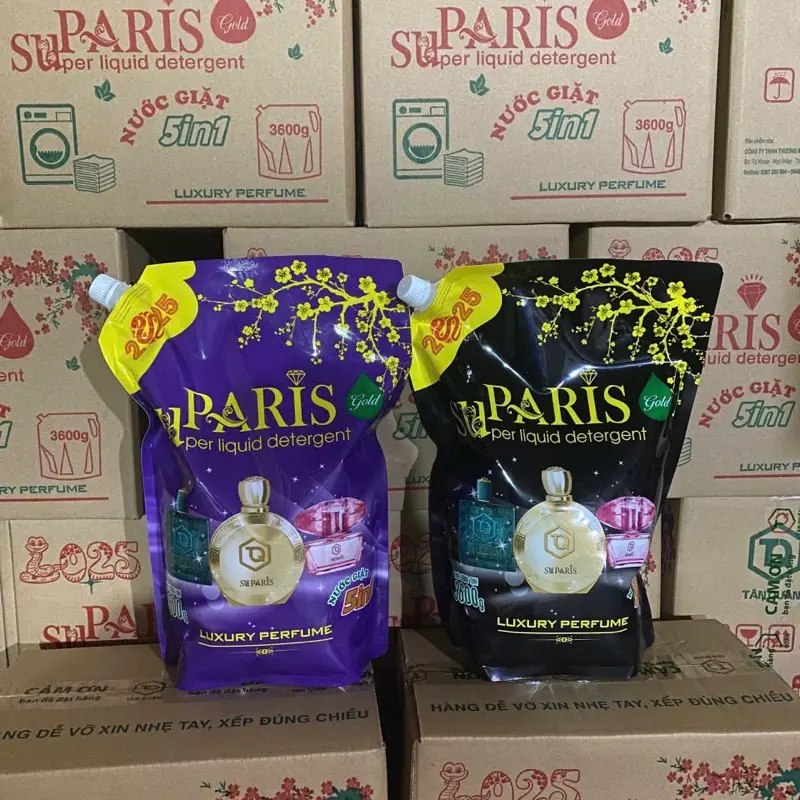 Nước Giặt Paris ( 2 Túi * 7ky2 ) 1 thùng Chính Hãng Hương Nước Hoa - Giặt Xả 5 in 1, Đậm đặc, Mềm vải, nhiều bọt Làm Sạch