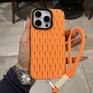 รั้วกระจายความร้อนพร้อมเชือกเส้นเล็กเข้ากันได้กับ iPhone 16 Pro Max, ดีไซน์เรียบง่ายและหรูหรา, 14 Pro, อเนกประสงค์, สายรัดข้อมือใหม่, แบบพกพา, กันกระแทก, 13 Pro