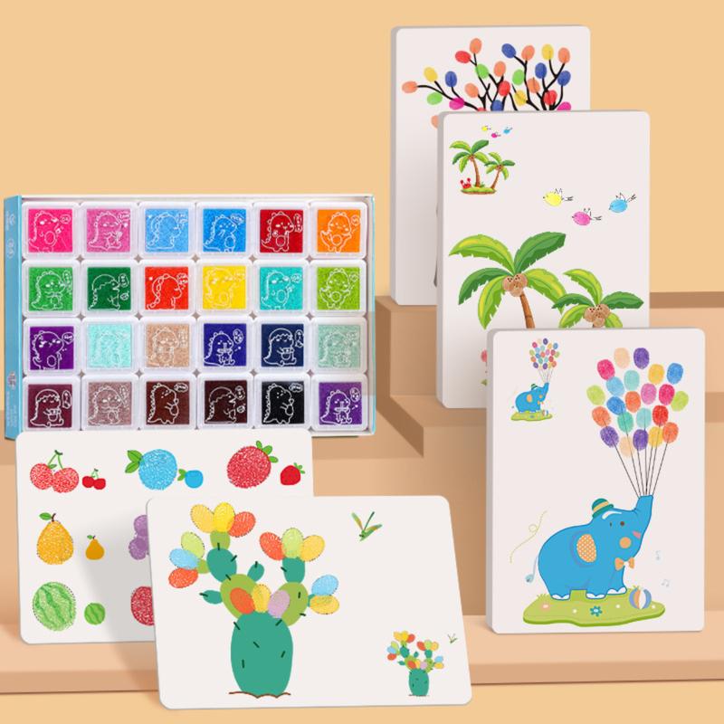 Bộ Dụng Cụ Vẽ Tranh Bằng Ngón Tay Vui Nhộn Nhiều Màu Sắc Cho Bé Từ 1 Đến 3 Tuổi Gồm Hộp Màu An Toàn Có Thể Rửa Sạch Và Bộ Tranh Vẽ Kích Thích Sự Phát Triển Cho Bé Đồ Chơi Toy 5