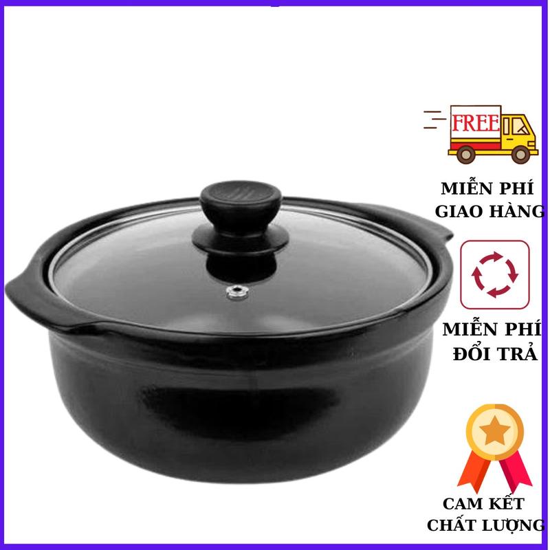 [LOẠI LỚN] Nồi đất 2L Nắp Kính hầm gà, hầm xương, nấu lẫu, hàng loại 1 chịu nhiệt tốt