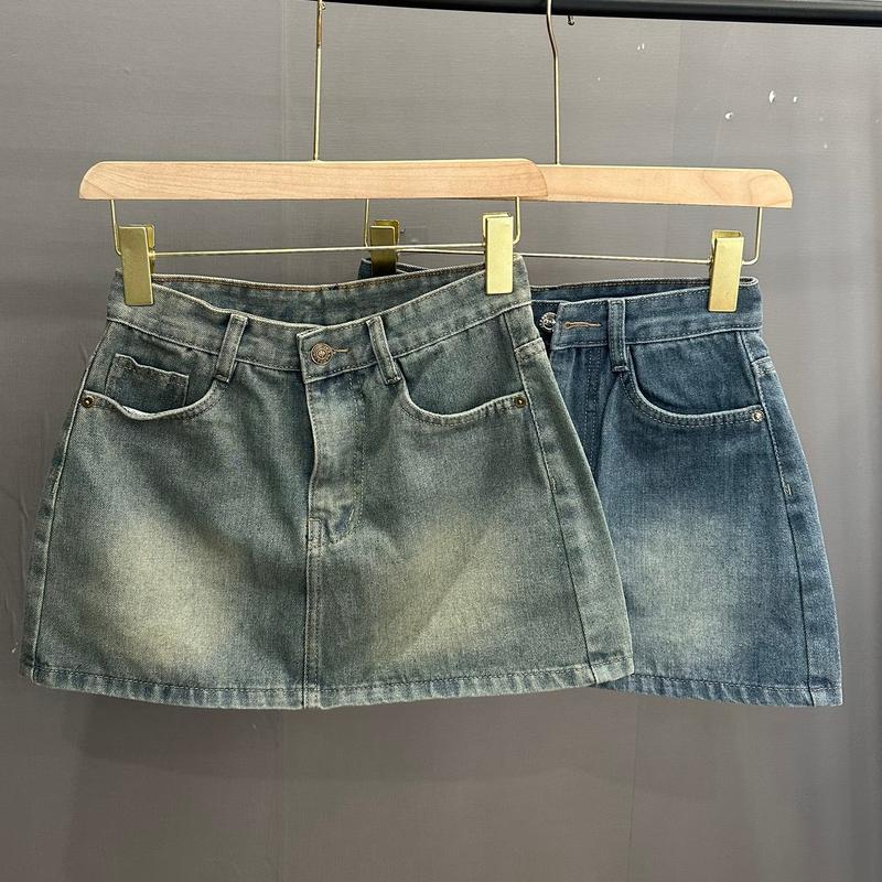 TIENSTYLE Chân Váy Jean Chữ A Dáng Ngắn Bigsize Women Màu Xanh Bụi & Xanh Đậm Chất Liệu Vải Jean Cotton Dày Dặn Mềm Mịn Size XS-4XL