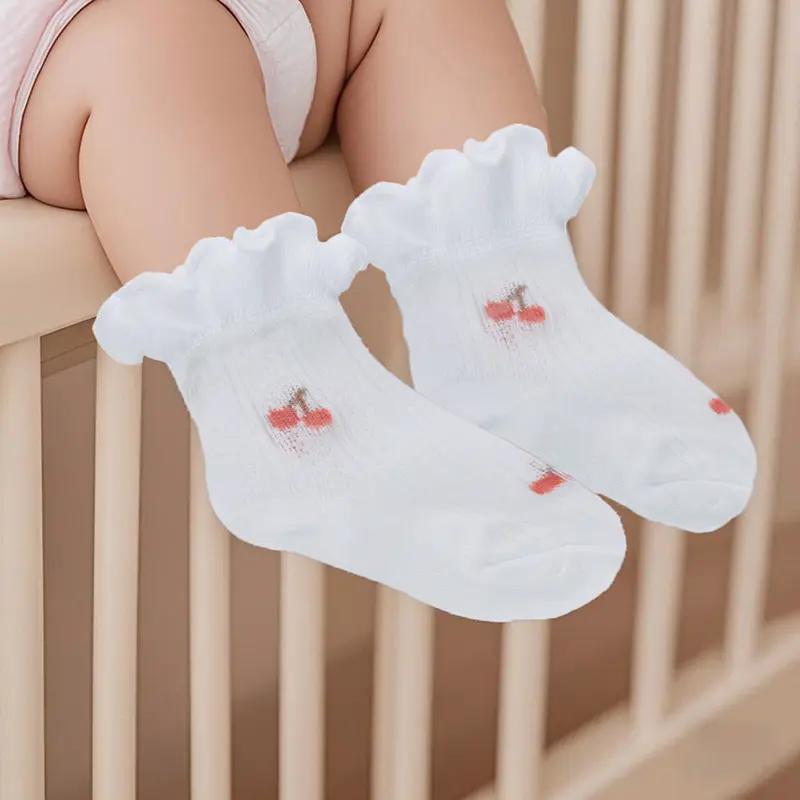 Tất xếp nếp cho bé gái mới biết đi Vớ bông mềm mại Vớ lưới mỏng mùa hè cho trẻ sơ sinh