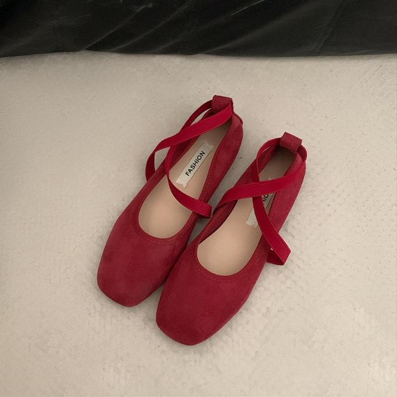 Tăng 1 Size Giày Nữ Ballet Đế Bệt Nhẹ Êm Chân Màu Hồng Đỏ Xinh Xắn Hot 2024 Giày Bệt Shoes Women già y lolita