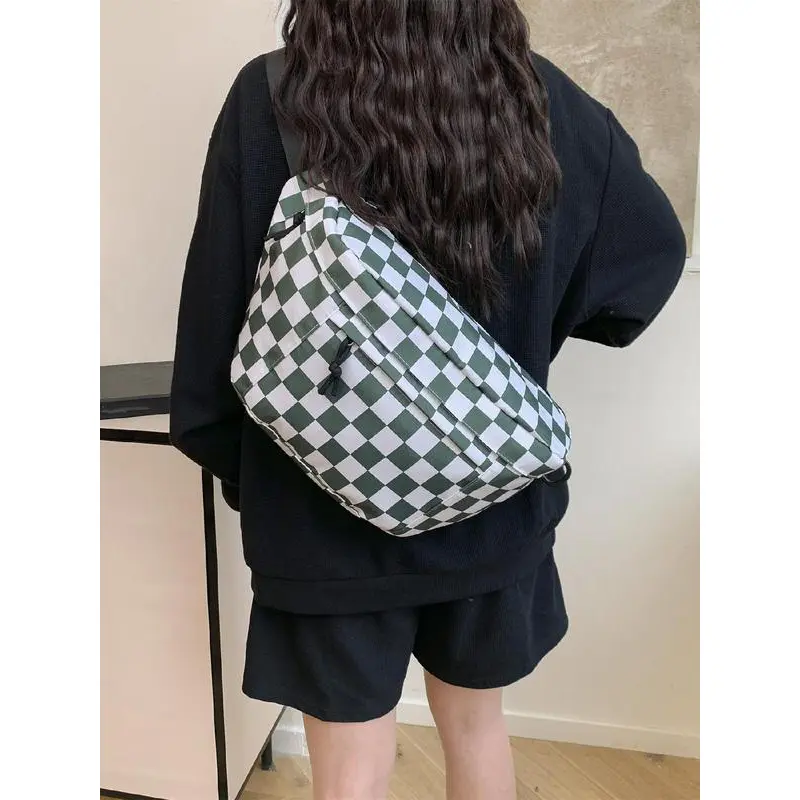Fashionable Plaid Pattern Fanny Pack, Casual Large Capacity Chest Bag for Women, Trendy All-match Sling Bag for Daily Used 2
