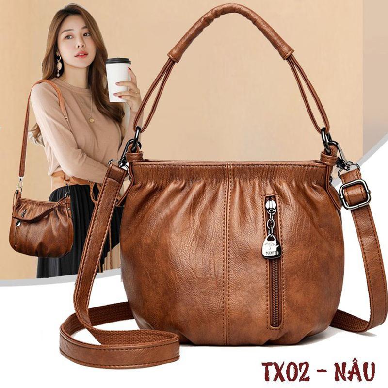 [ AVAMA TX02 ]  Túi Xách Đeo Chéo Nữ Da Cao Cấp Chống nước chống xước- Túi Đeo Vai Sang trọng dự tiệc- Túi Trung Niên dành cho mẹ có 2 màu Đen Nâu Bag đeo vai