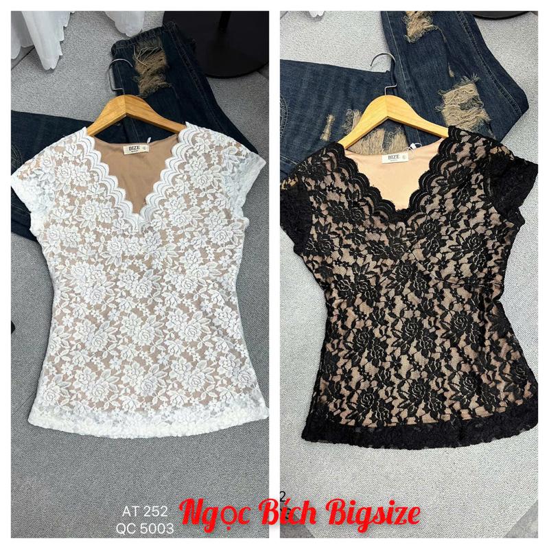 Ngọc Bích Bigsize Áo Lưới Ren Lót NUDE Tay Ngắn Co Giãn Thoải Mái Mã Số AT 252 Nữ Women