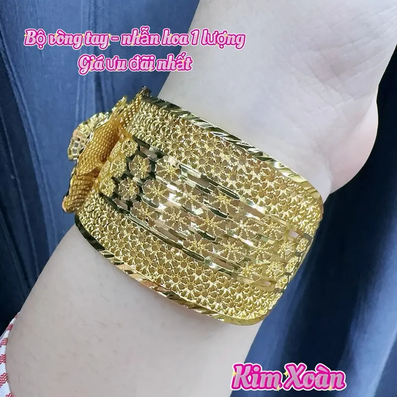 Bộ Vòng tay - Nhẫn hoa lưới to 1 lượng KXJ ưu đãi và dây chuyền Voi 5