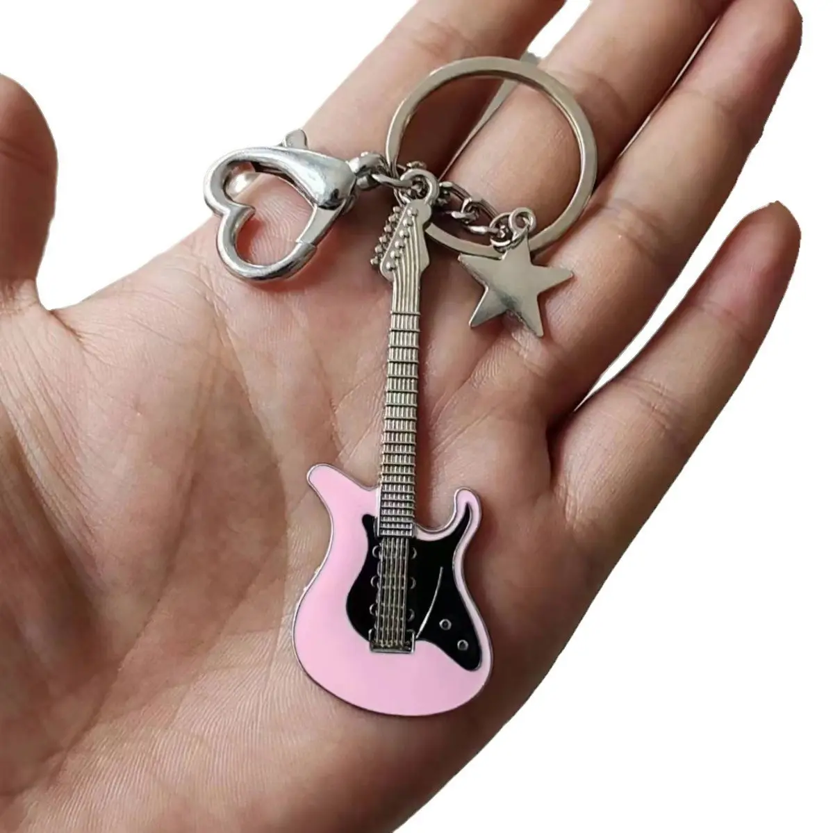 Spice Girls Electric Guitar Star Pendant Bass Keychain Ins Vintage Pendant Charms Sweet Cool Millennial Style