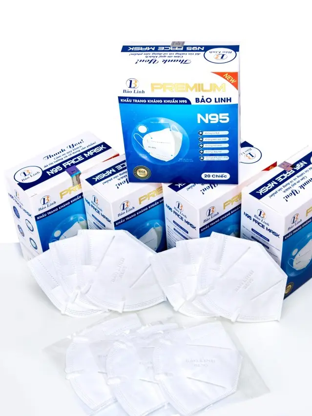 THÙNG 100 CÁI KHẨU TRANG N95 (Không Van) BẢO LINH XL KHÁNG KHUẨN, LỌC BỤI MỊN, CHỐNG NẮNG, CHỐNG TIA UV.