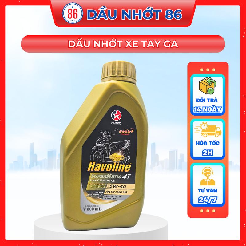 Caltex Havoline Fully Synthetic Scooter 5w40 800ml Nhớt tổng hợp cao cấp dành cho xe tay ga Dầu Nhớt Dầu