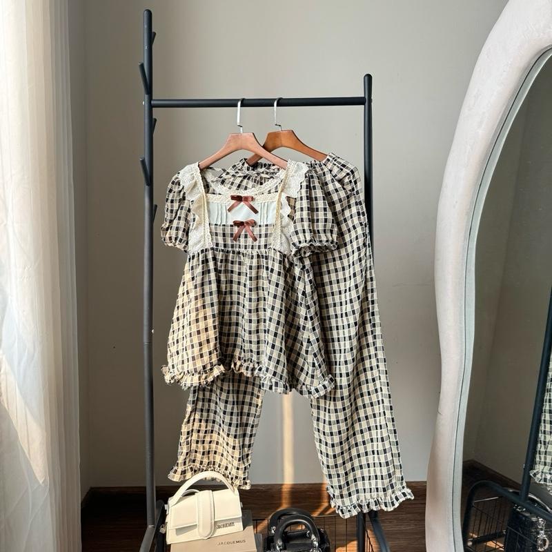 Bộ Đồ Ngủ Nữ Pijama Chất Đũi Nhung Tiểu Thư HANI Thiết Kế Babydoll Đáng Yêu Chất Mềm Mịn Mát HK06 2