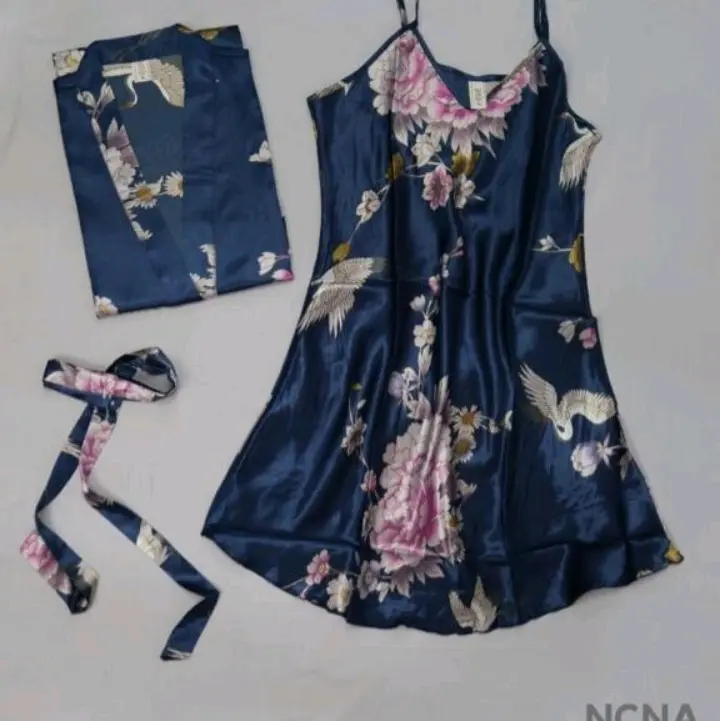 Daster Flower Satin & Setelan Kimono Flower