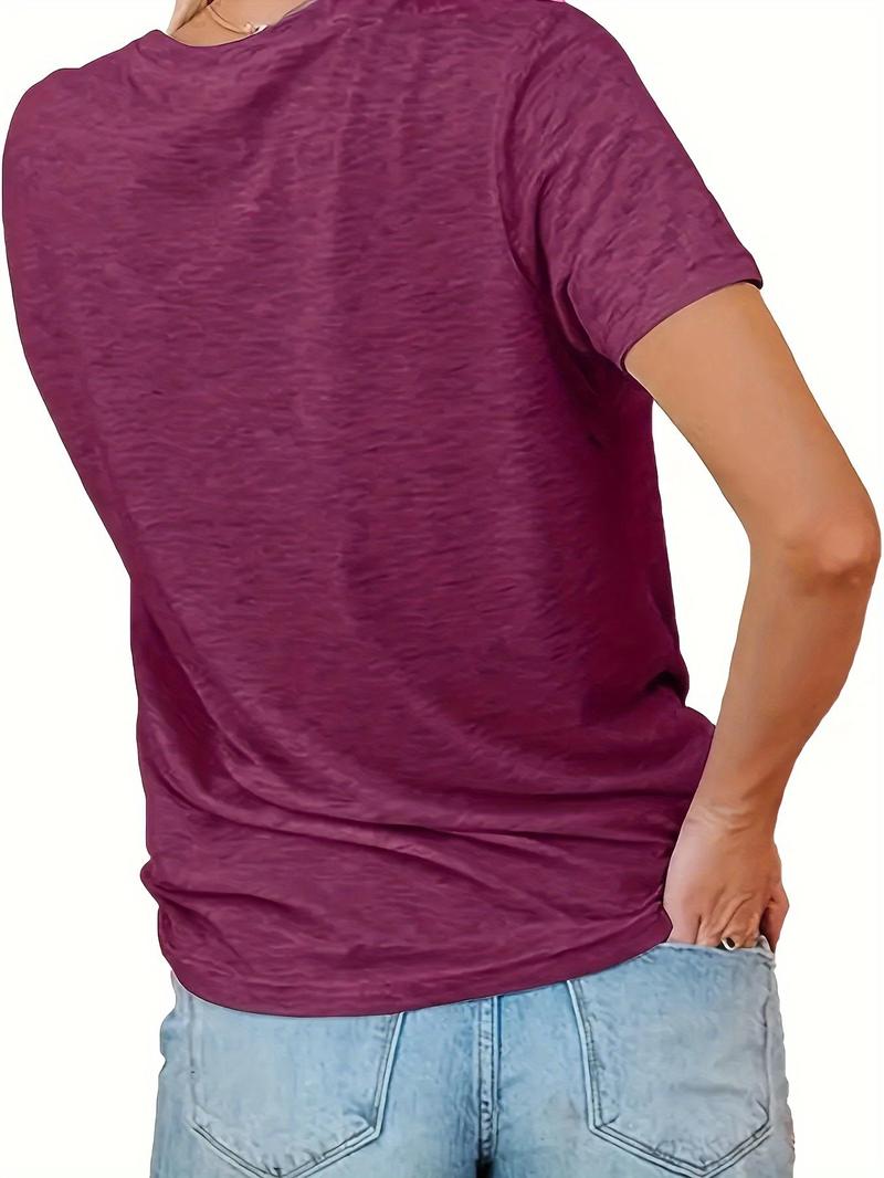 Product Introduction of 【Plus Size】 Letter Print Round Neck Graphic Tee, Fashion Casual Crew Neck Short Sleeve T-shirt for Daily Outdoor Wear, Women Plus Clothing for Summer 9