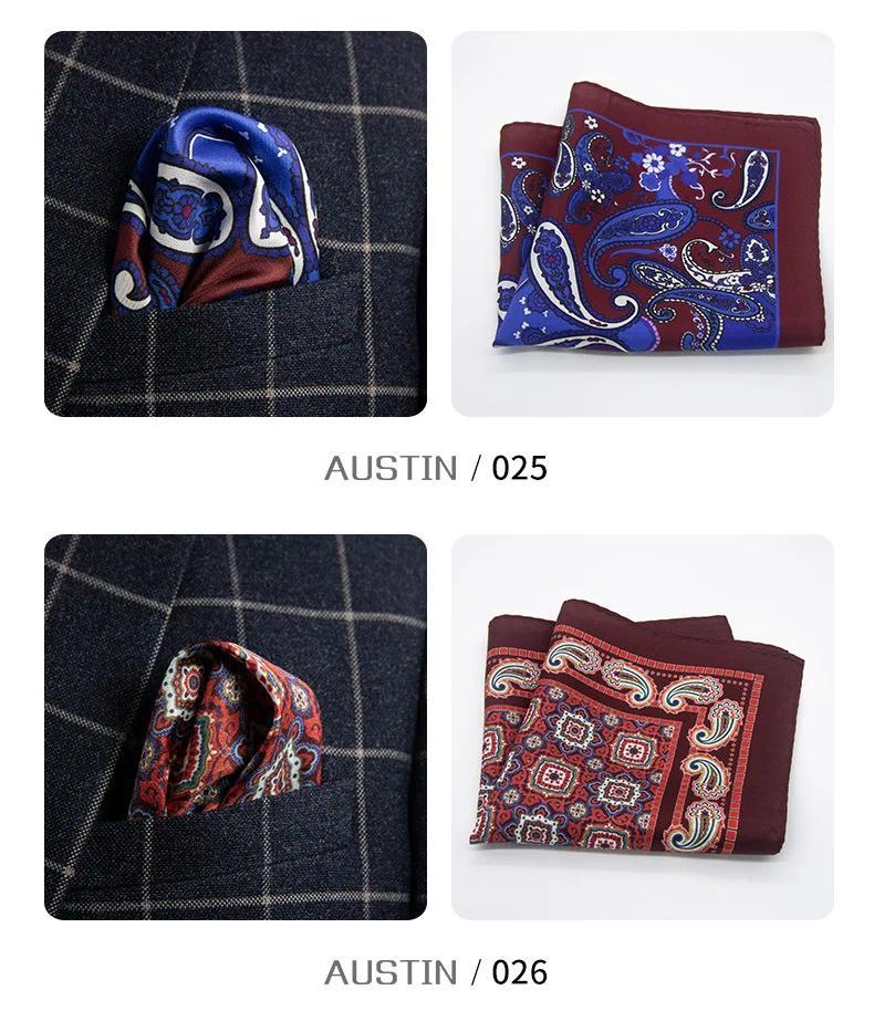 Product Introduction of Men 100% Silk Pocket Square Print Real Satin Small Square Scarf Gentleman Business Suit Shirt Chest Scarf Handkerchief 30*30 Cm 26