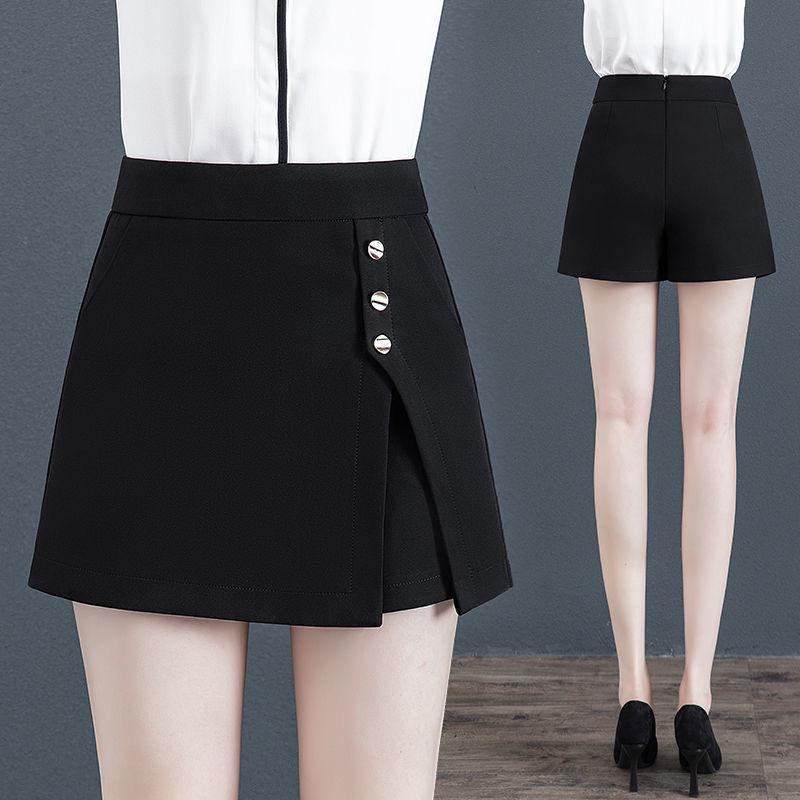 Quần Short Giả Váy Chân Váy Dáng A Lưng Cao Phối 3 Khuy Chất Tuyêt Hàn BIGSIZE Nữ Kem Women Nâu