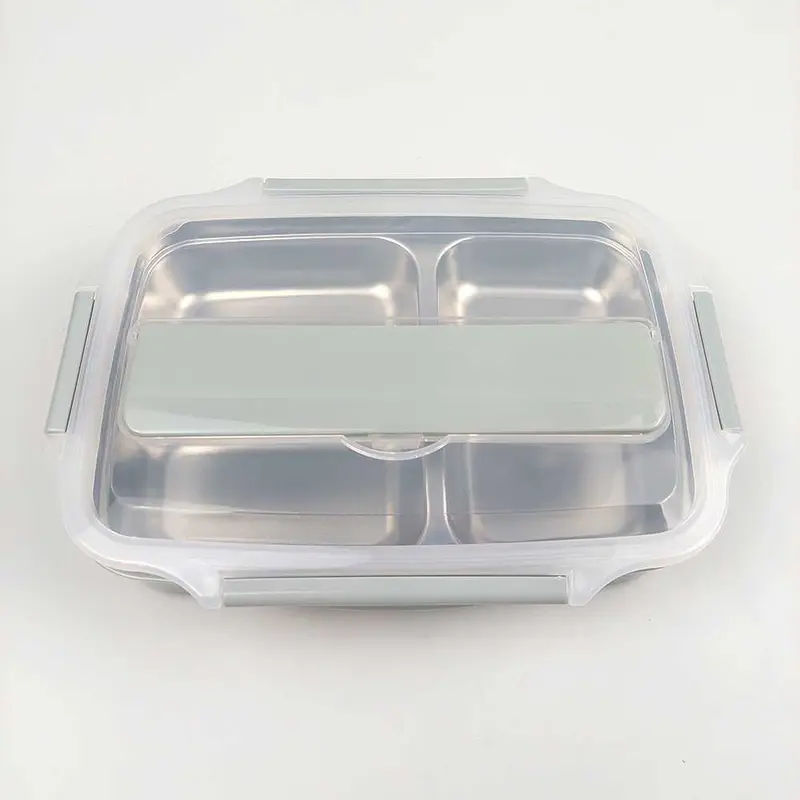 Kotak Makan Lunch Box 1000ml free sendok sumpit Stainless 3 / 4 Sekat Lauk Nasi Lauk Nasi 3
