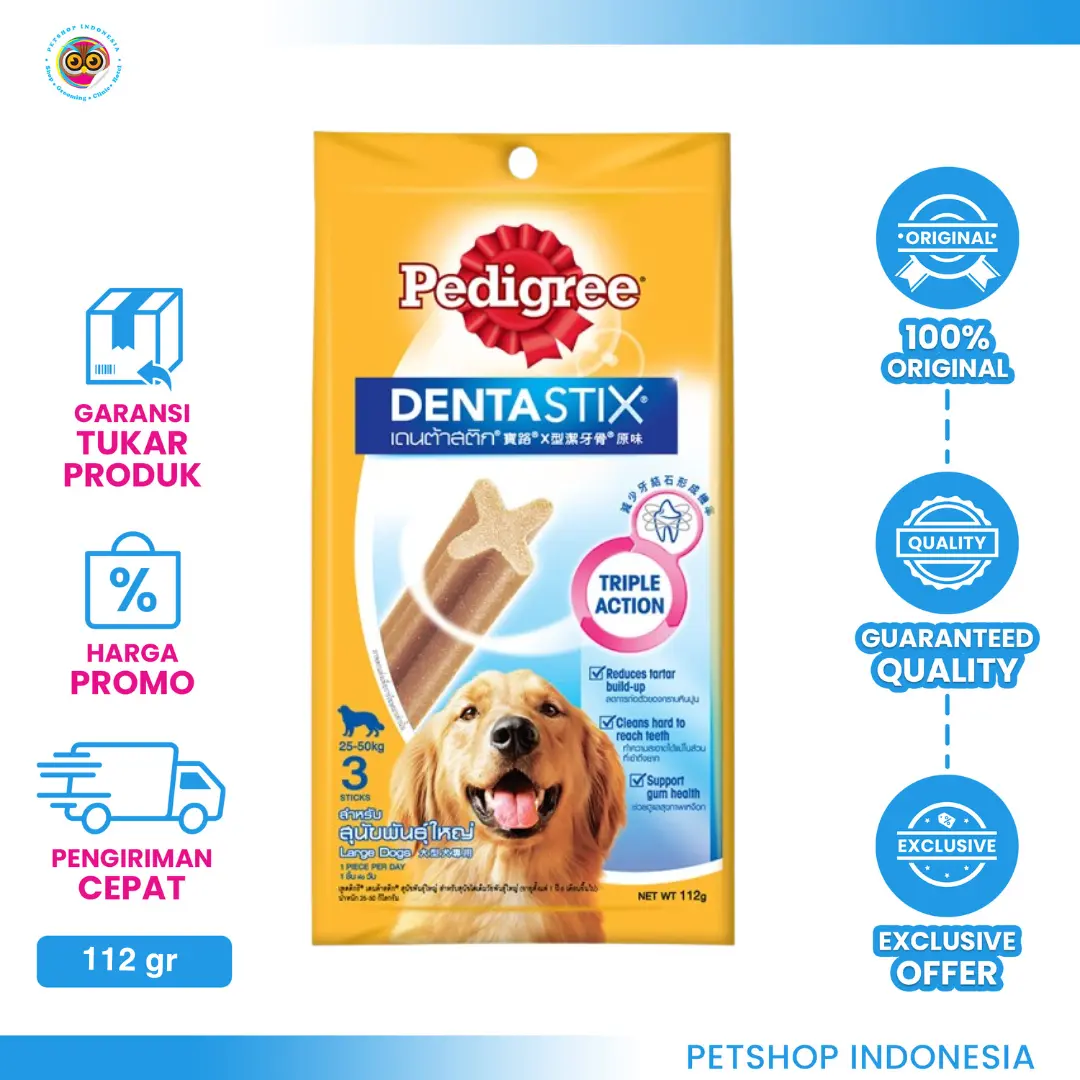 Pedigree Dentastix Large 112gr - Dental Stick Perawatan Gigi Anjing Besar