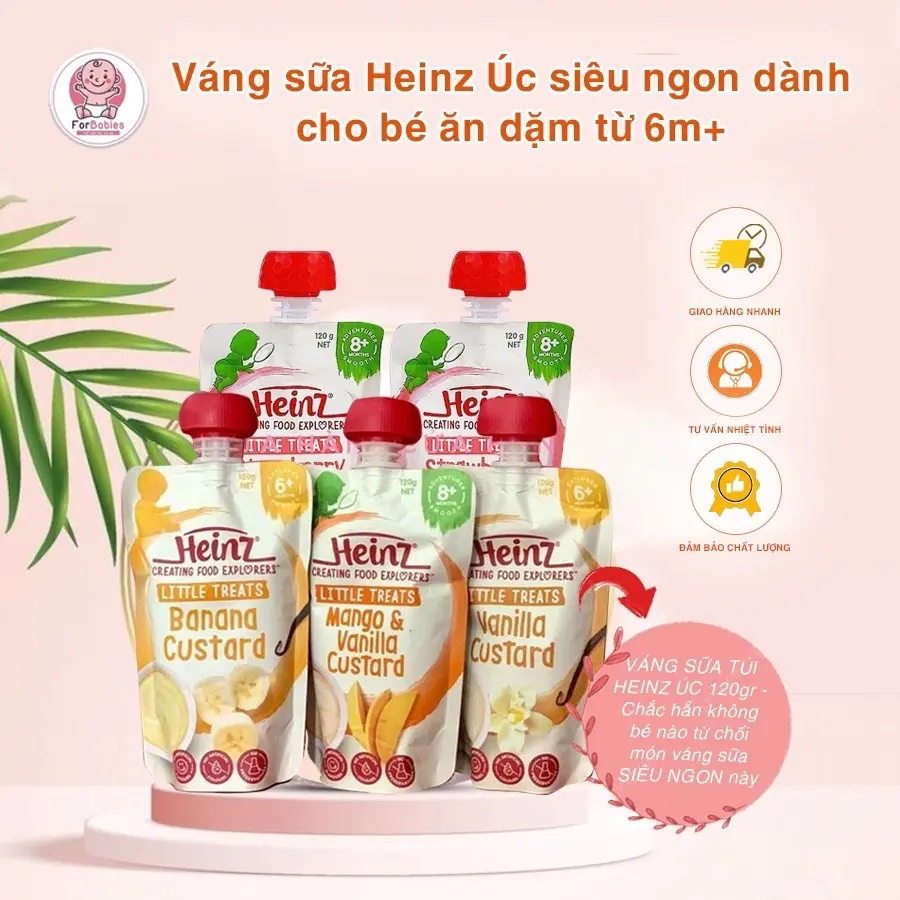 Váng sữa ăn dặm Heinz cho bé gói 120gr đủ vị date xa