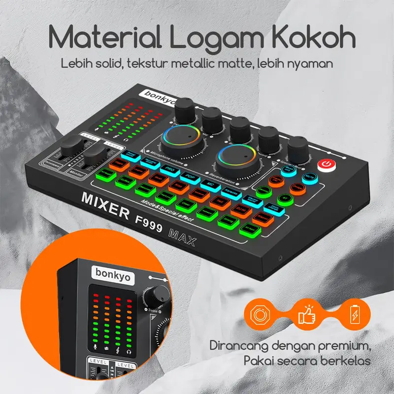 Bonkyo F999MAX sound card live broadcast equipment full set Bluetooth live sound card F999 soundcard audio live mixer for live broadcast karaoke 6