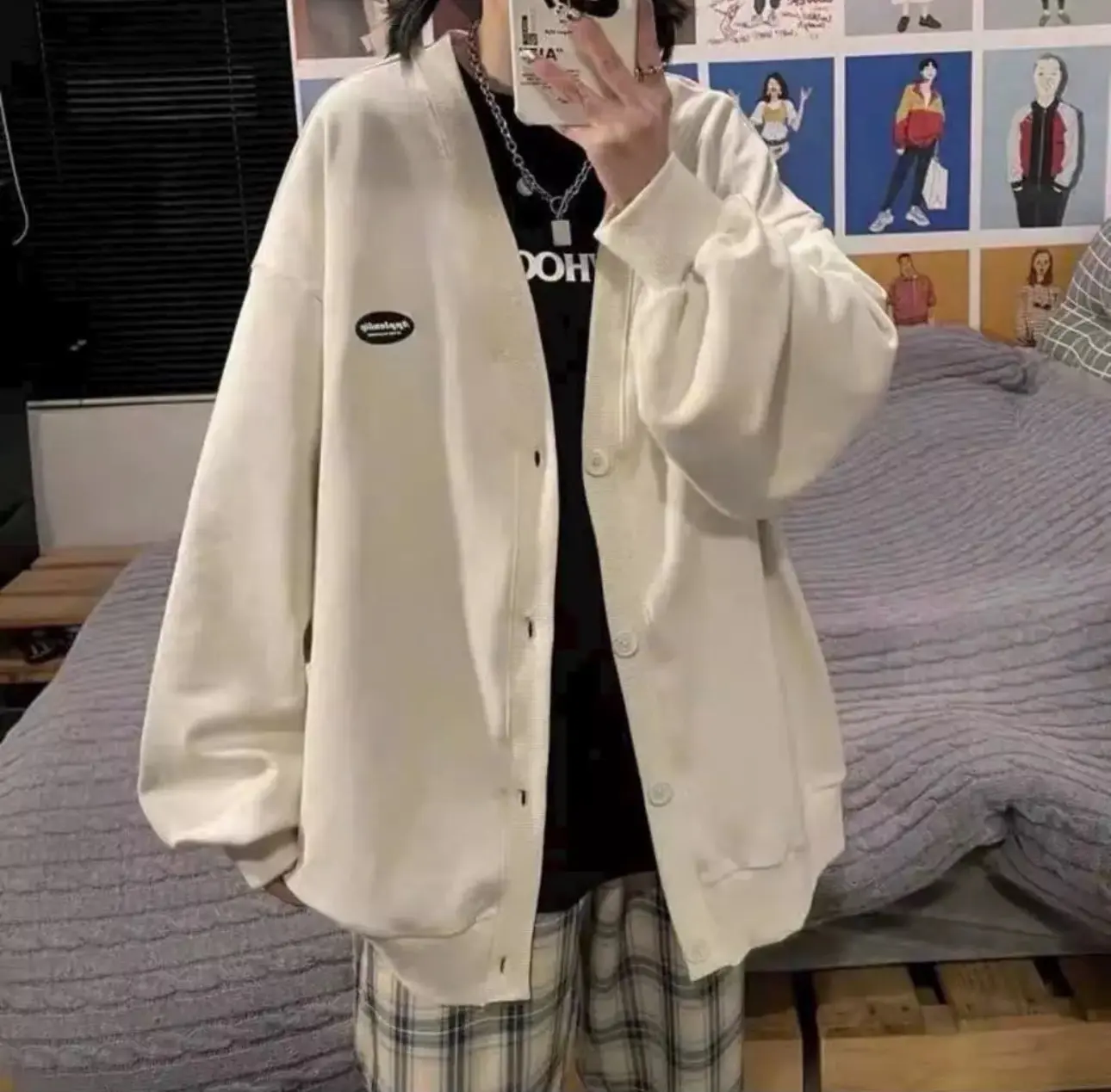Áo khoác Cadigan unisex nam nữ form rộng chất nỉ dày dặn phong cách hàn quốc