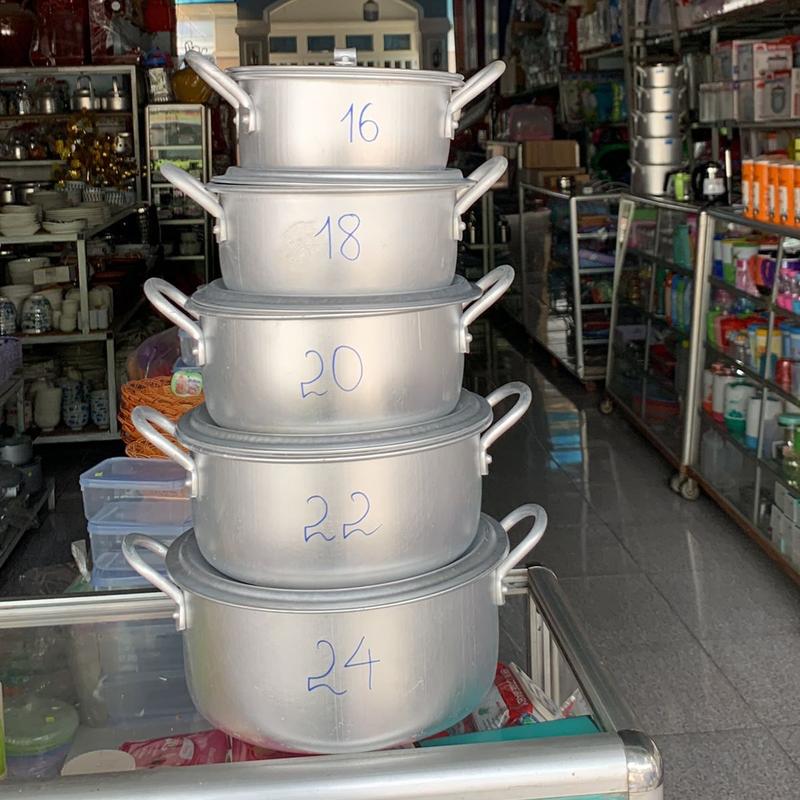 Combo 5 nồi nhôm cuốn mép 16-18-20-22-24