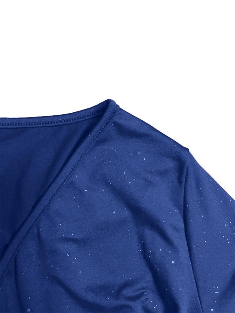 Product Introduction of Women's Glitter Sequin V Neck Ruched Bodycon Dress, Elegant Long Sleeve Short Dress for Party Club Dating Wear, Ladies Spring & Fall Clothes 8